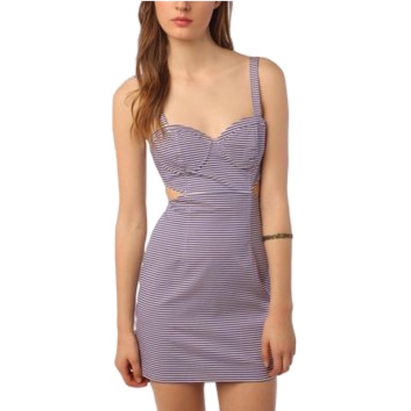 Kimchi Blue Pinstripe Cutout Sides Minidress UO